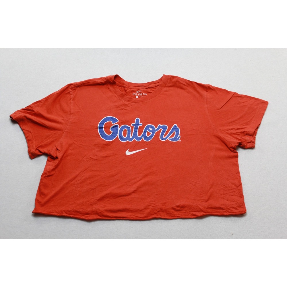 Nike Florida Gators T-Shirt Women Large Orange Excellent Crop Raw Hem Tee
